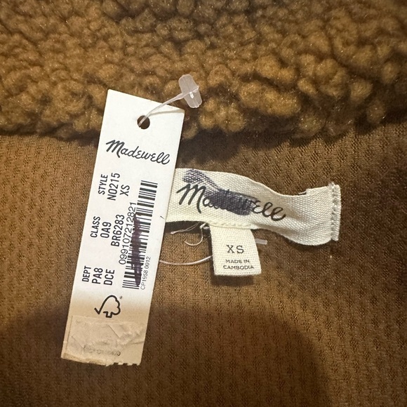 Madewell Faux Shearling Half Zip Pullover Sweater Dried Cedar XS - Picture 6 of 10